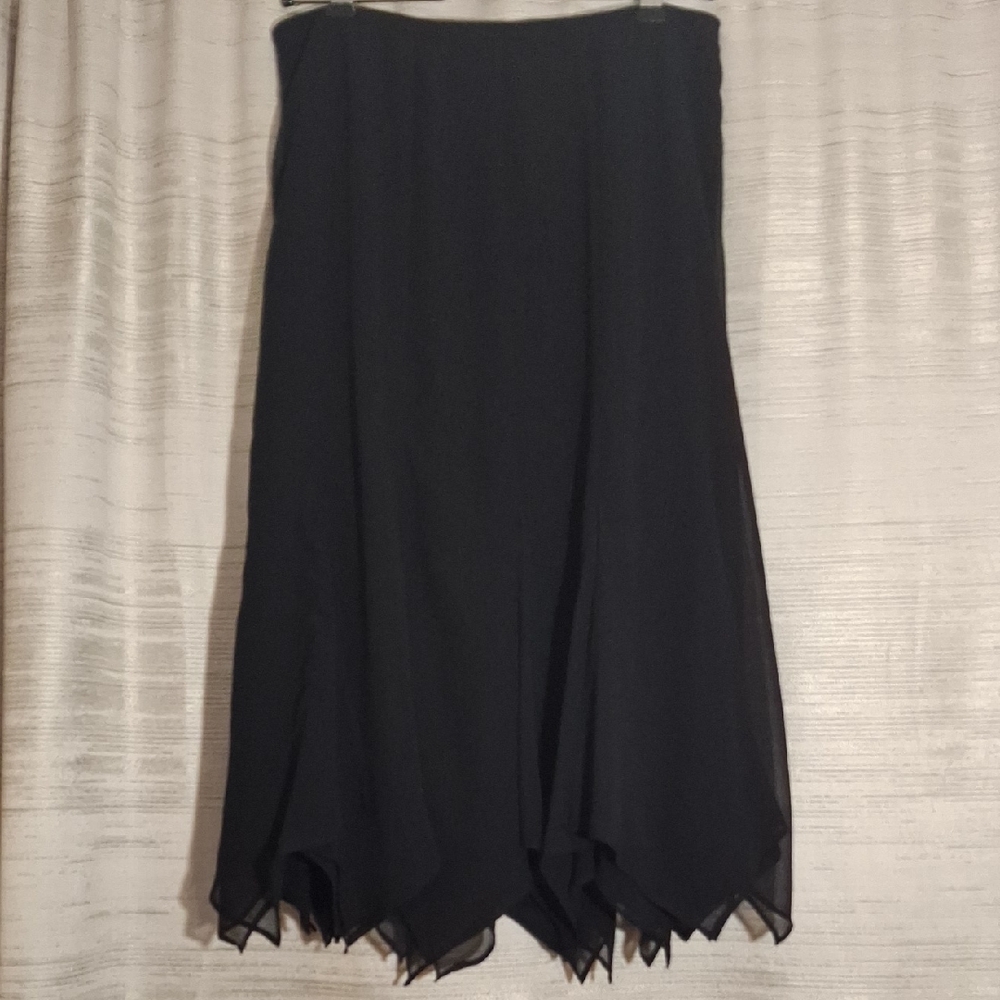 Dressbarn Black Asymmetrical Handkerchief Hem Skirt Size 10